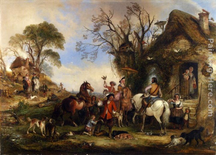 A Hawking Party painting - Henry Andrews A Hawking Party art painting